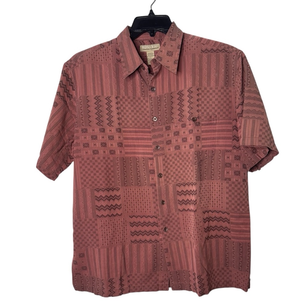 Men's Geometric Casual Shirt - Rust